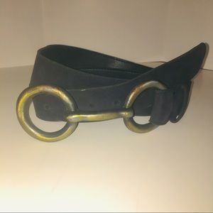 Oxidized Gold and Blue Leather Belt